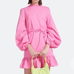 STAUD long sleeve Carolina dress pink sz 4 NEW